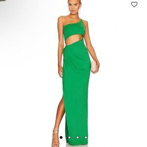 Yaura Funmi Cut Out One Shoulder Maxi Dress in Green.Size L